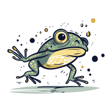 Frog. Hand drawn vector illustration. Isolated on white background.のイラスト素材
