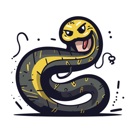 Vector illustration of cartoon snake. Isolated on a white background.のイラスト素材