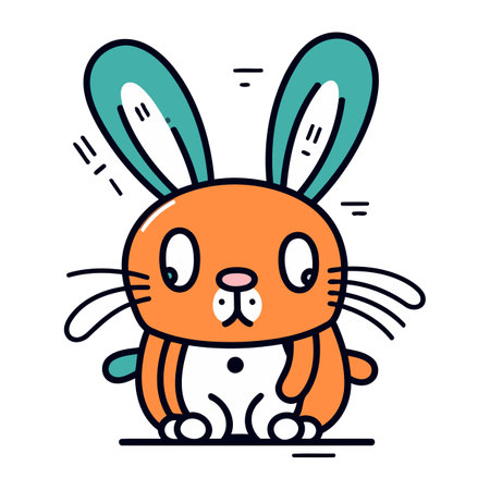 Cute cartoon rabbit character. Vector illustration in line art style.のイラスト素材