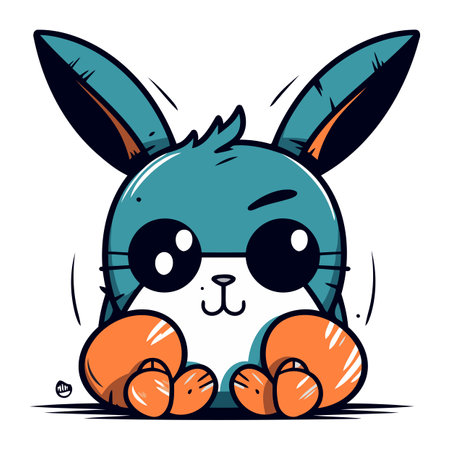 Cute cartoon hare. Vector illustration isolated on white background.のイラスト素材