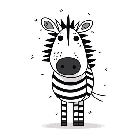 Zebra doodle vector illustration. Cute cartoon zebra.のイラスト素材