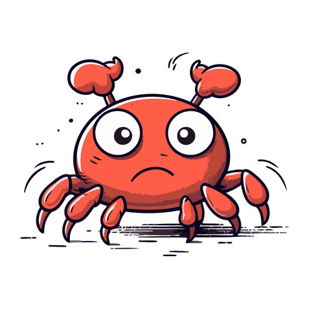 Funny cartoon crab. Vector illustration. Isolated on white background.のイラスト素材