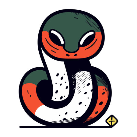 Cute snake on white background. Vector illustration in sketch style.のイラスト素材