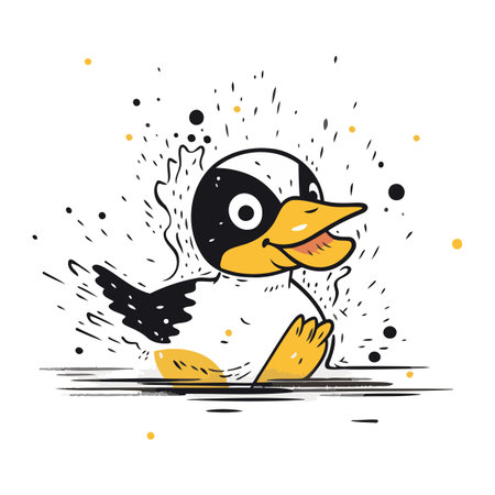 Cute cartoon penguin on a white background. Vector illustration.のイラスト素材