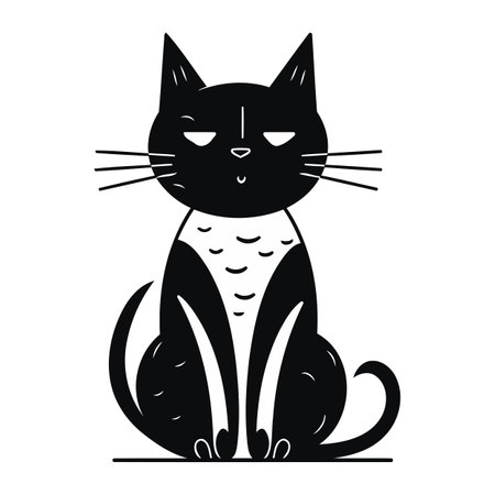 Cute black cat icon. Simple illustration of cute black cat icon for webのイラスト素材