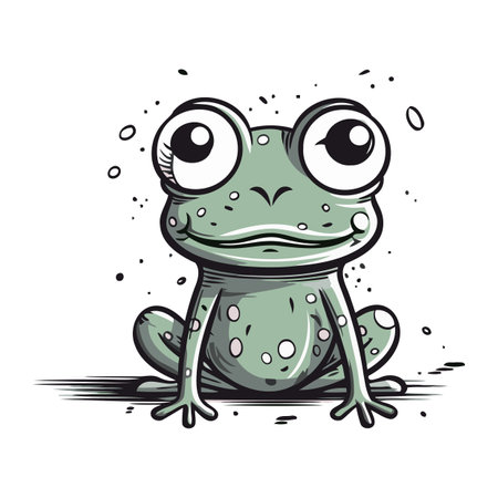 Cute cartoon frog. Vector illustration isolated on a white background.のイラスト素材