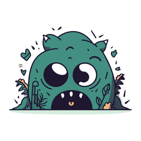 Cute Monster Vector Illustration. Cute Cartoon Monster Character.のイラスト素材