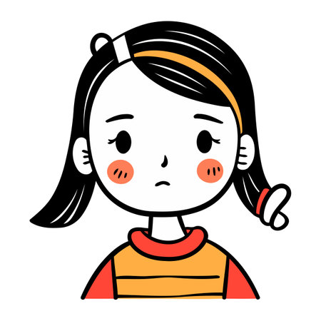 Angry little girl. Vector illustration of a sad little girl.のイラスト素材