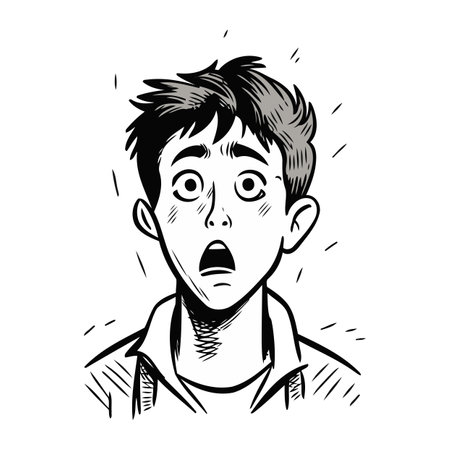 Surprised man. Black and white vector illustration in sketch style.のイラスト素材