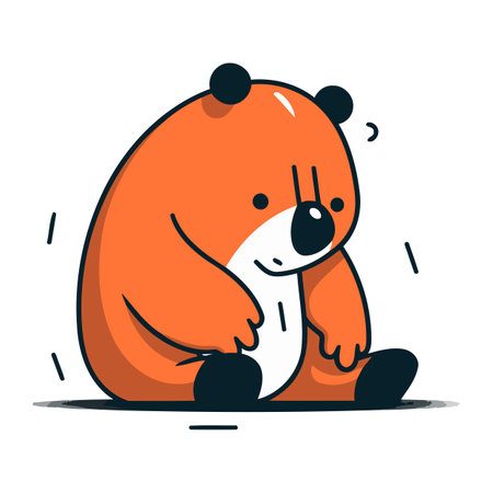 Cute cartoon beaver sitting on the ground. Vector illustration.のイラスト素材