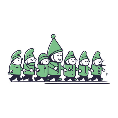 santa claus and elves. christmas characters vector illustration designのイラスト素材