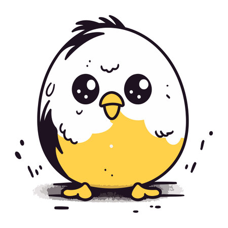 Cute cartoon chick. Vector illustration isolated on a white background.のイラスト素材
