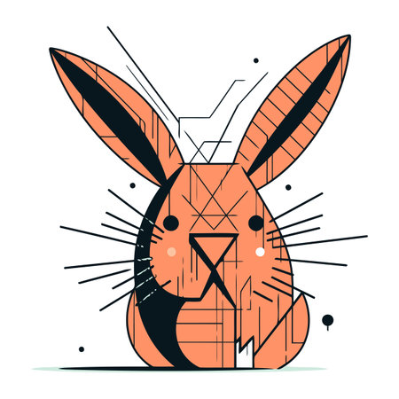 Rabbit head with letter X. Vector illustration in flat style.のイラスト素材