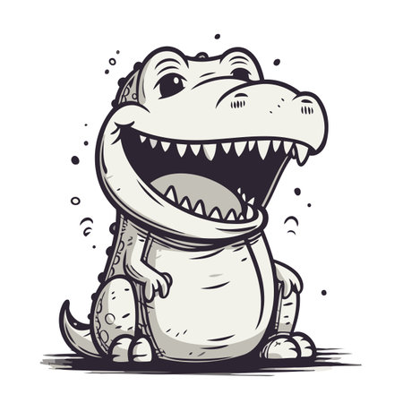 Cartoon crocodile. Vector illustration of a funny crocodile.のイラスト素材