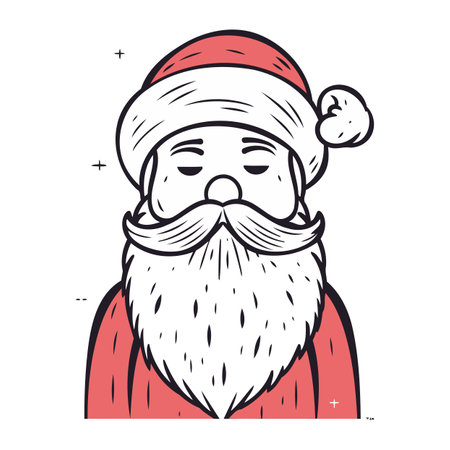 Santa Claus. Vector illustration of Santa Claus in a red suit and a beard.のイラスト素材