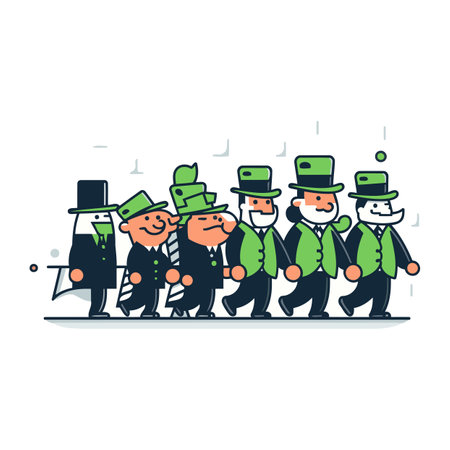 Leprechauns in costumes. St. Patricks Day. Vector illustrationのイラスト素材