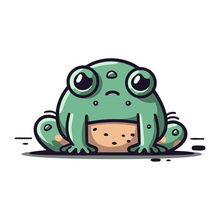 Cute cartoon frog isolated on a white background. Vector illustration.のイラスト素材