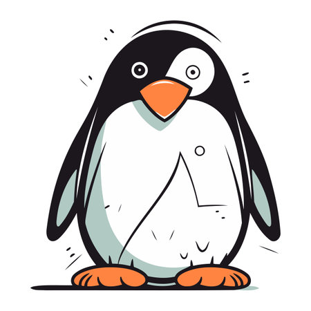 Cartoon penguin isolated on a white background. Vector illustration.のイラスト素材