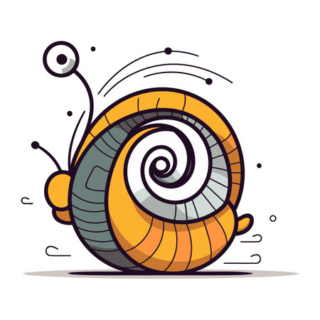 Cartoon snail. Vector illustration. Isolated on white background.のイラスト素材