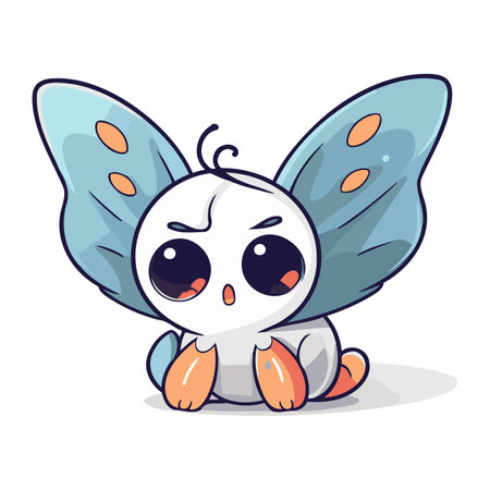 Cute cartoon butterfly isolated on a white background. Vector illustration.のイラスト素材