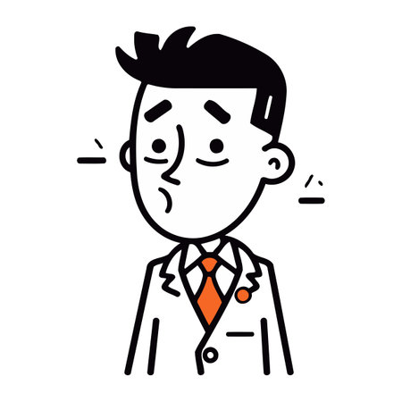 Vector illustration of a male doctor with a stethoscope around his neck.のイラスト素材