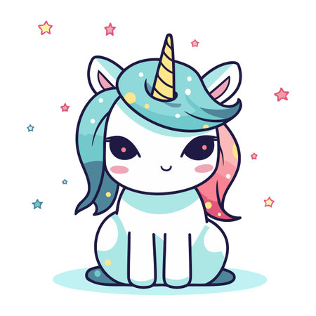 Cute cartoon unicorn. vector illustration. Cute little pony.のイラスト素材