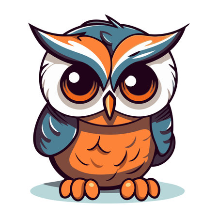Cute cartoon owl. Vector illustration isolated on a white background.のイラスト素材