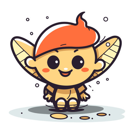 Cute little boy with wings. Vector illustration in cartoon style.のイラスト素材