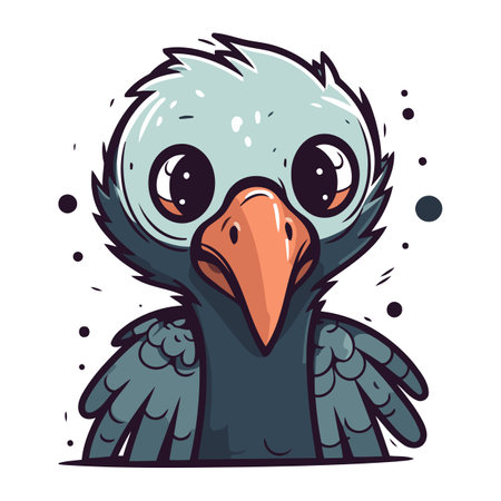 Cute cartoon crow. Vector illustration isolated on a white background.のイラスト素材
