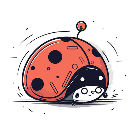 Vector illustration of ladybug. Cute hand drawn ladybug.のイラスト素材
