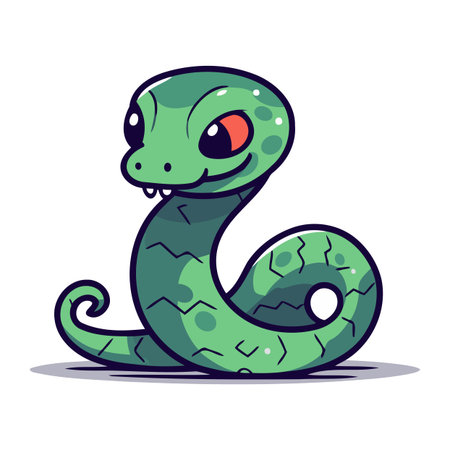 Cute cartoon snake. Vector illustration. Isolated on white background.