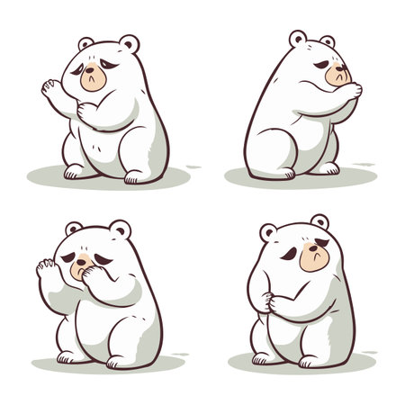 Cute cartoon polar bears set isolated on white background. Vector illustration.のイラスト素材