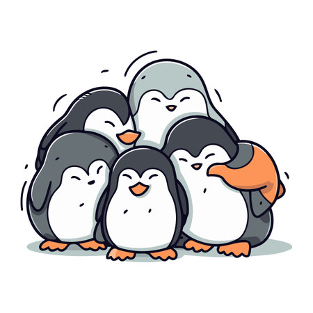 Cute penguin family. Vector illustration of a cartoon penguin family.のイラスト素材