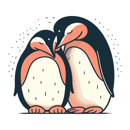 Penguin vector illustration. Hand drawn cute cartoon penguin.のイラスト素材
