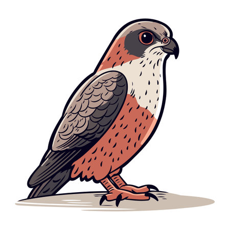 Red backed falcon. Vector illustration of a bird of prey.のイラスト素材