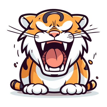 Angry Tiger Cartoon Mascot Character. Vector Illustration.のイラスト素材