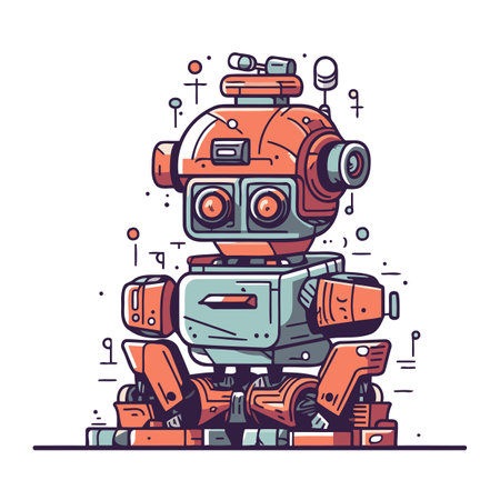 Vector illustration of a robot. Isolated on a white background.のイラスト素材