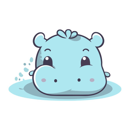 Cute hippopotamus. Vector illustration in a flat style.のイラスト素材