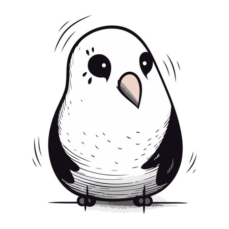Vector illustration of a cute cartoon penguin on a white background.のイラスト素材