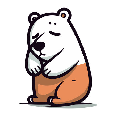 Polar bear vector illustration. Cute cartoon polar bear icon.のイラスト素材