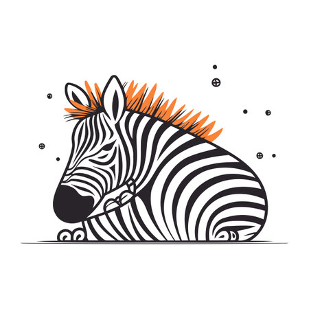 Zebra zebra. Hand drawn vector illustration in cartoon style.のイラスト素材