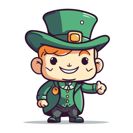 Leprechaun Cartoon Mascot Character Vector Illustrationのイラスト素材