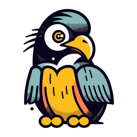 Cute cartoon crow isolated on white background. Vector illustration for your designのイラスト素材