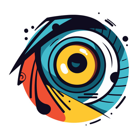Vector illustration of the eye of a robot in a flat style.のイラスト素材