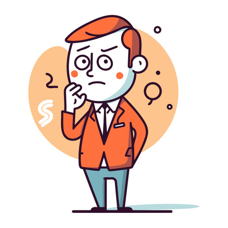 Character illustration design. Businessman thinking. cartoon style. thin lineのイラスト素材