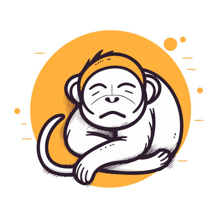 Monkey cartoon vector illustration. Cute monkey doodle.のイラスト素材