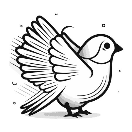 Pigeon doodle vector illustration. Hand drawn doodle bird.のイラスト素材
