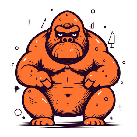 Gorilla. Hand drawn vector illustration in cartoon comic style.のイラスト素材