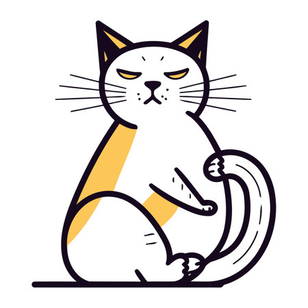 Cute cartoon cat. Vector illustration in doodle style.のイラスト素材