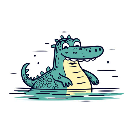 Crocodile vector illustration. Cute cartoon crocodile.のイラスト素材